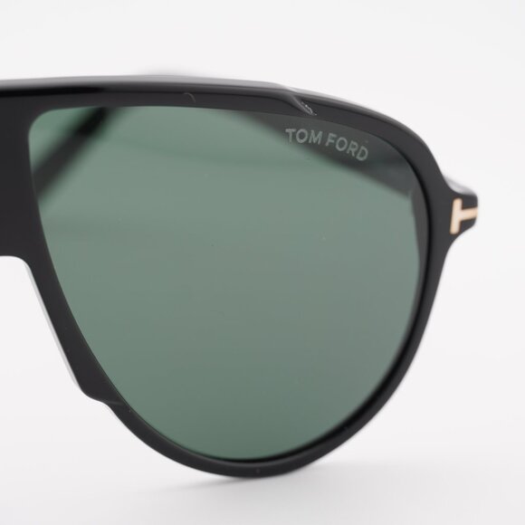 Tom Ford FT1211 01N Vladimir Sunglasses Shiny Black Aviator Frame, Green Lenses - Picture 8 of 13